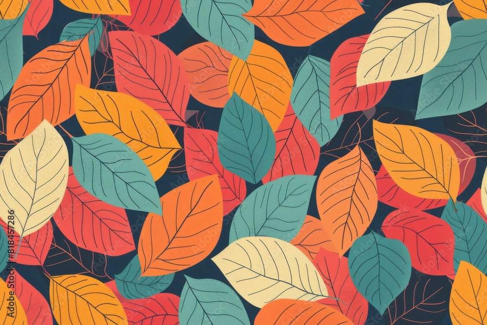 Seamless pattern image design with a leaf theme