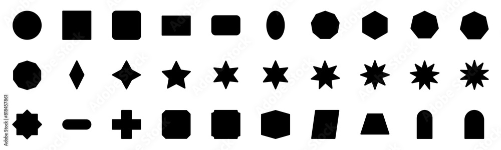 Collection of Basic Shape Related Vector Solid Icons. Contains Icons like Circle, Square, Round, Star and more. Editable stroke. 48x48 pixels Collection of Basic Shape Related Vector Solid Icons. Contains Icons like Circle, Square, Round, Star and more. Editable stroke. 48x48 pixels