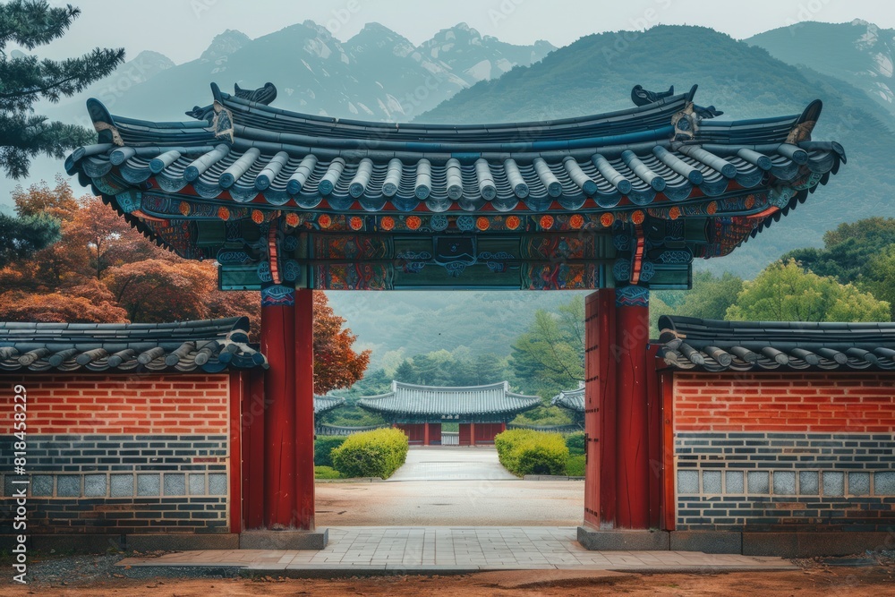 Gyeongbok palace in Seoul City, Gyeongbokgung palace landmark of Seoul, South Korea, Korean wooden traditional house in Gyeongbokgung the main royal palace of Joseon dynasty.