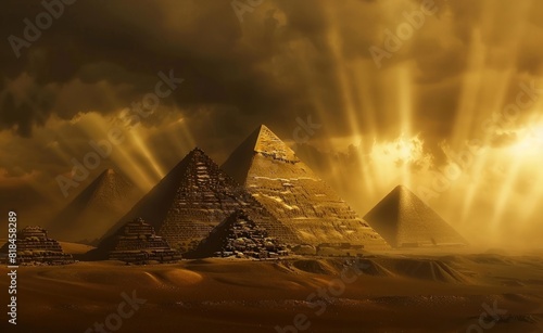 lanscape view of the pyramids in egipt