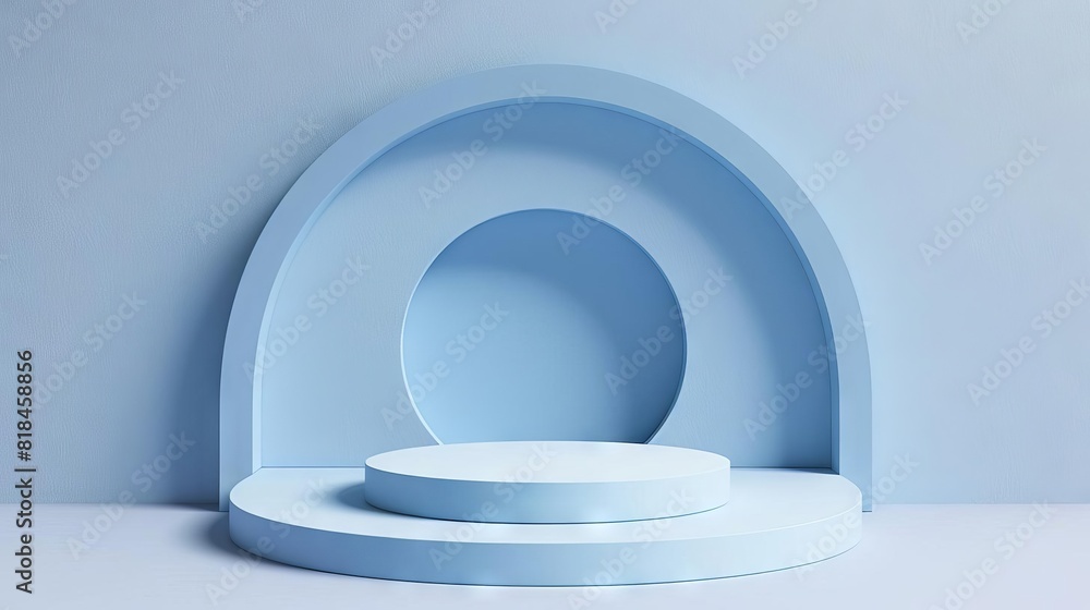 abstract geometric round shape podium on light blue paper background 3d product display abstract geometric round shape podium on light blue paper background 3d product display