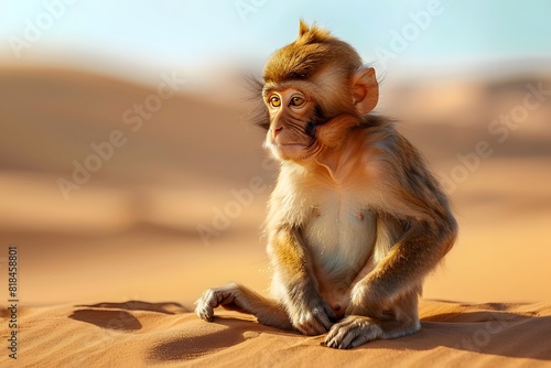 a cute monkey in the desert