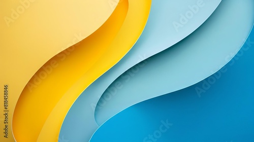 abstract geometric color paper composition with blue and yellow tones modern art background