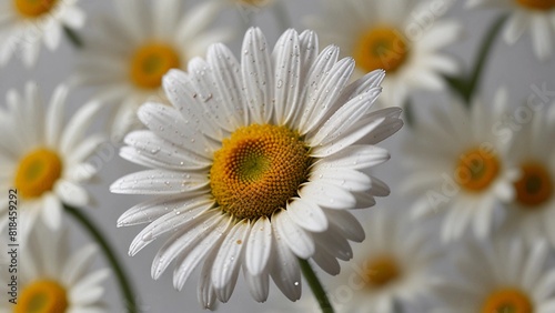 close-up macro photography of Daisy flower with white background