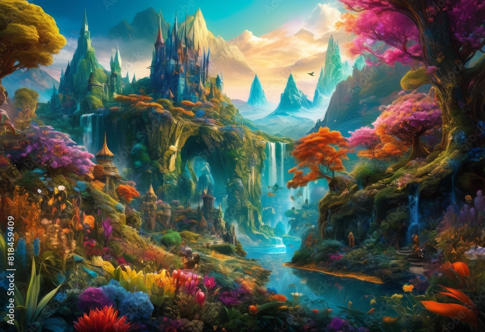 enchanting fantasy worlds mythical magical landscapes imaginary beings, creature, enchanted, realm, fairy, tale, dragon, unicorn, mermaid, elf, wizard