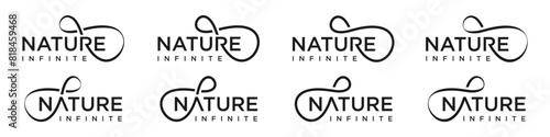 nature Infinity logo design, wordmark nature with Infinity icon combination, vector illustration