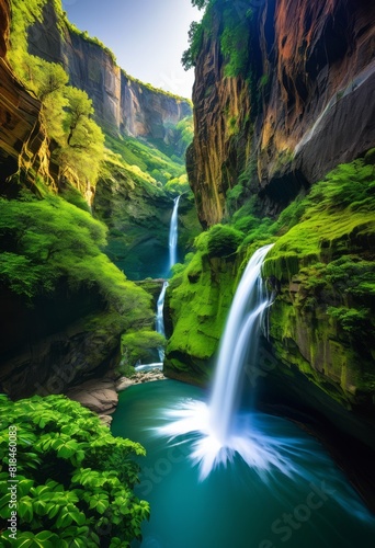 majestic waterfalls grand breathtaking beauty  canyon  natural  wonder  scenic  view  landscape  beautiful  scenery  serene  nature  tranquil  environment