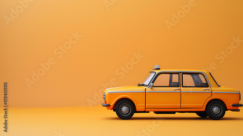 Flat illustration of taxi car against violet background. Flat design of taxicab, front view. Vector image about transport, taxi, New York Taxi, Generative Ai  © ammar