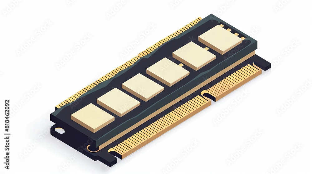 detailed ram stick illustration modern flat design of computer memory module on white background digital art detailed ram stick illustration modern flat design of computer memory module on white background digital art