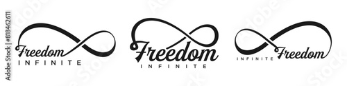 freedom Infinity logo design, wordmark freedom with Infinity icon combination, vector illustration
