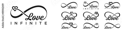 love Infinity logo design, wordmark love with Infinity icon combination, vector illustration