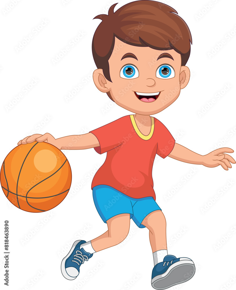 Little boy playing basketball