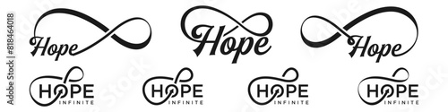 hope Infinity logo design, wordmark hope with Infinity icon combination, vector illustration