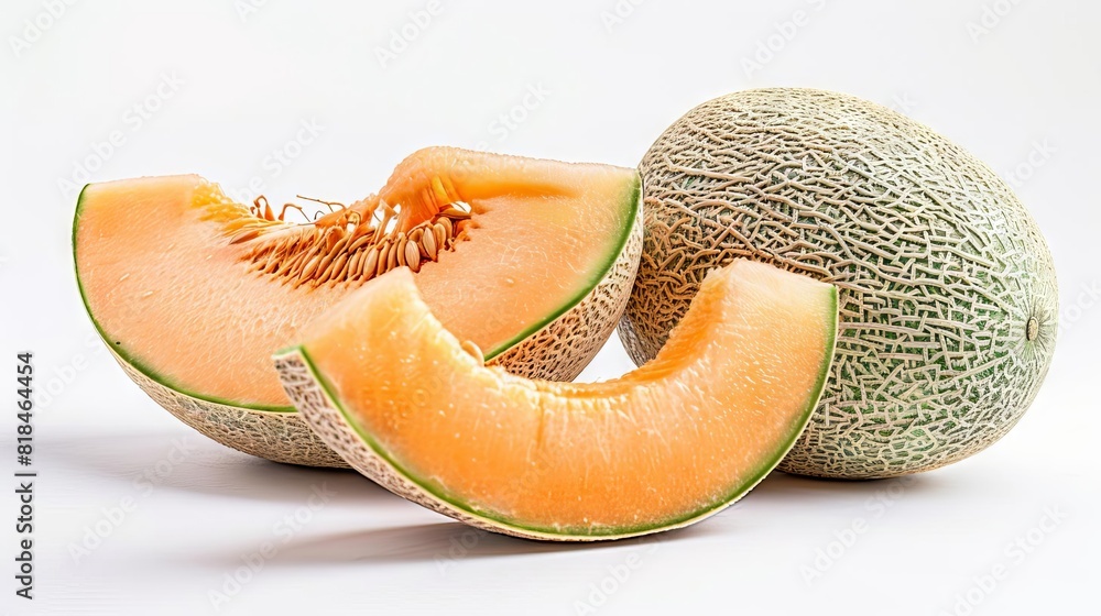 fresh ripe cantaloupe melon isolated on stark white background digital food photography fresh ripe cantaloupe melon isolated on stark white background digital food photography