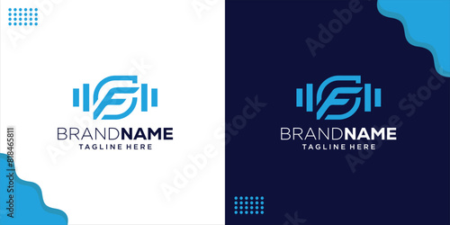 Creative Fitness Logo Letter FS With Barbell, Design Inspiration, Illustration, Vector