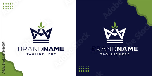 Creative Crown and Marijuana Logo Design, Design Inspiration, Illustration, Vector