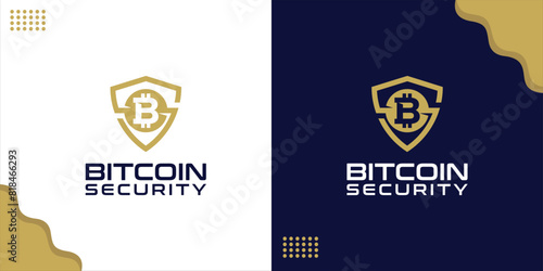 Creative Shield Logo with Bitcoin Symbol, Design Inspiration, Illustration, Vector