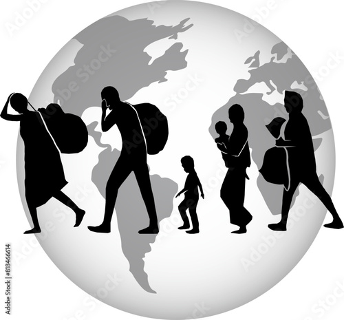 Refugee silhouette vectors and illustrations for world refugee day.