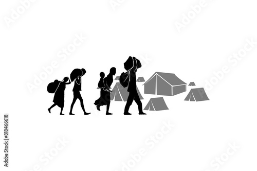 Refugee silhouette vectors and illustrations for world refugee day.