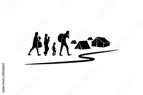 Refugee silhouette vectors and illustrations for world refugee day.