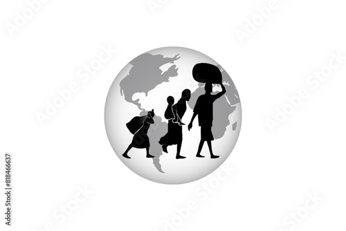 Refugee silhouette vectors and illustrations for world refugee day.