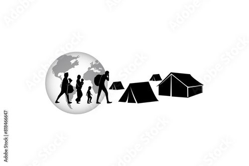 Refugee silhouette vectors and illustrations for world refugee day.