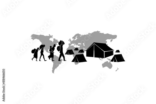 Refugee silhouette vectors and illustrations for world refugee day.