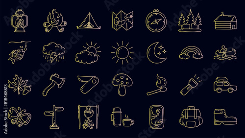 Set of camping gradient icon design