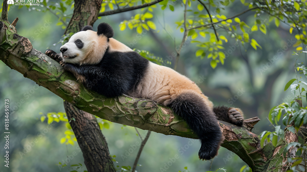 Obraz premium Crimson giant panda ,generative ai