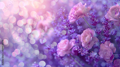 An abstract blur bokeh banner background in shades of rose and lavender  perfect for a romantic theme.