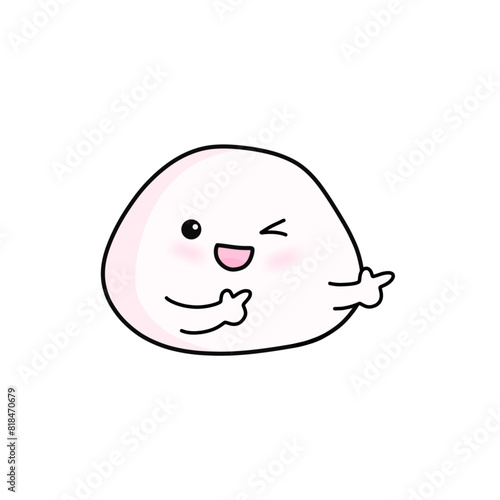 cute mochi character isolated on white. smile mochi vector cartoon illustration. 