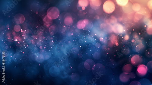 An abstract blur bokeh banner background in a mix of navy blue and pink bokeh lights, blending for a unique look. photo
