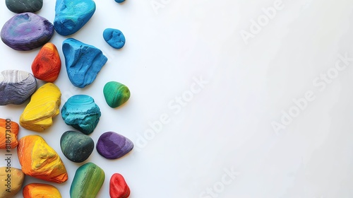rainbow Painted rocks, blank space, minimalism, negative space, background wallpaper template, pride month LGBTQIA theme