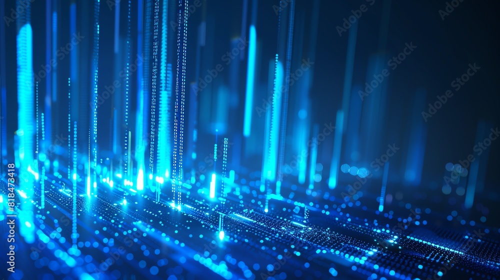 Blue glowing particles form a circuit board. Blue glowing particles form a circuit board.
