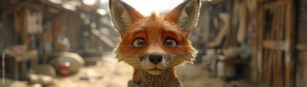 A closeup of aHu Li De Lian ,Ta De Yan Jing Hen Da ,Er Duo Hen Jian