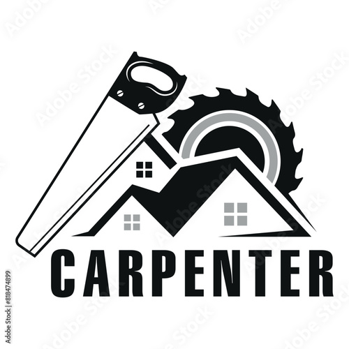 Carpenter logo design template, Woodworking tools logo design clipart. Suitable for Carpenting and house repair business. 