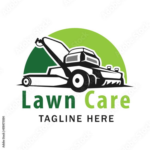 Lawncare logo design template, Lawn mower logo clipart. Suitable for landscaping business.