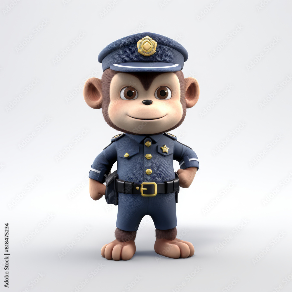 Animal Crossing of anthropomorphic monkey as doctor, full body, standing on 2 legs, 3D character cartoon, slight aliasing, UHD, 4K