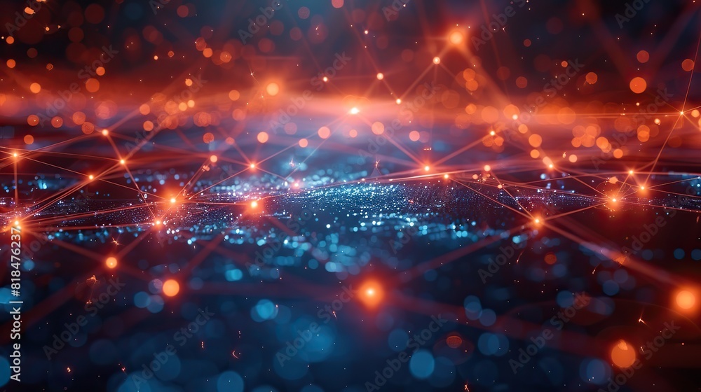 abstract technology background of a quantum computing system with a cyber network grid and connected particles artificial neurons global data connections .llustration graphic abstract technology background of a quantum computing system with a cyber network grid and connected particles artificial neurons global data connections .llustration graphic