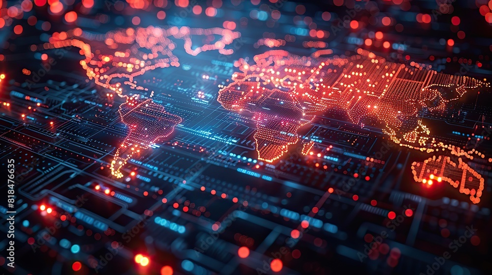 abstract digital world map concept of global network and connectivity artificial general intelligence high speed data transfer and cyber technology information exchange.stock immage abstract digital world map concept of global network and connectivity artificial general intelligence high speed data transfer and cyber technology information exchange.stock immage
