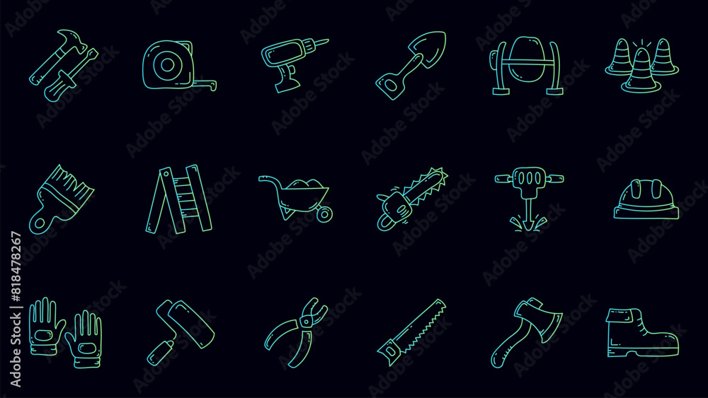 Set of construction gradient icon design Set of construction gradient icon design