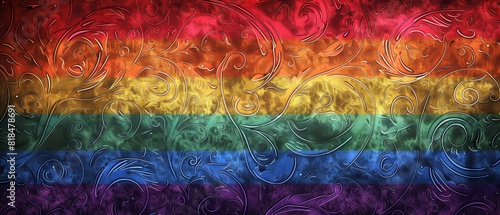 Prideful Patterns  Artistic LGBTQ  Pride Flag Design with Copy Space Illustration