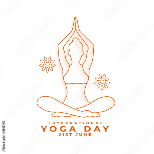 international yoga day, woman doing yoga posture in line art