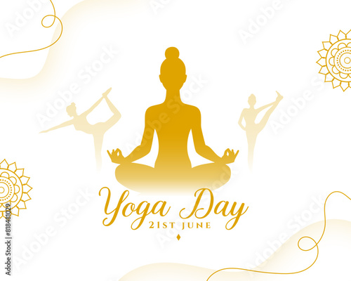 world yoga day 21st june background, woman doing exercise