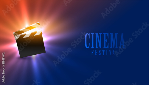 3d style clapper board with light effect for cinema background