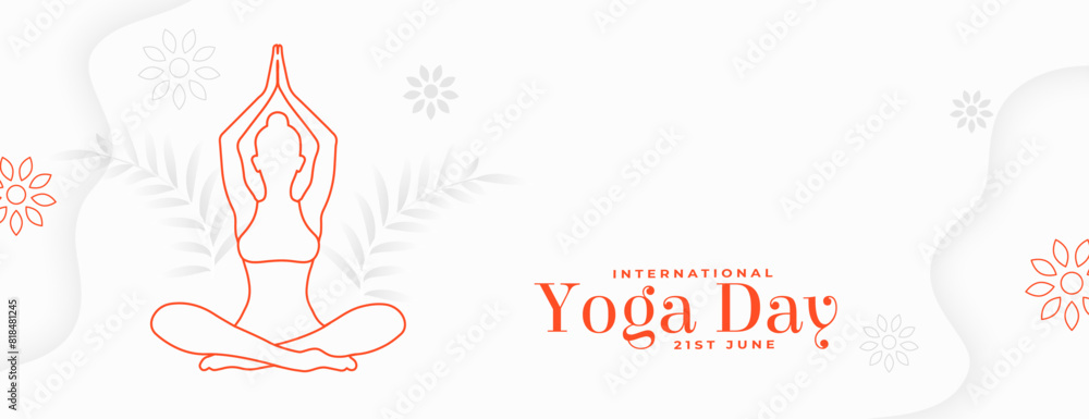 international yoga day banner line art woman doing asana international yoga day banner line art woman doing asana