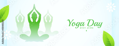 international yoga day event banner with natural leaves