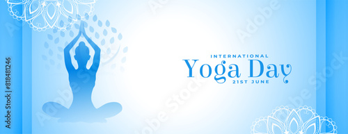 21st june international yoga day banner woman under tree
