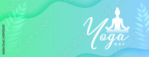 international yoga day celebration banner with leaves design
