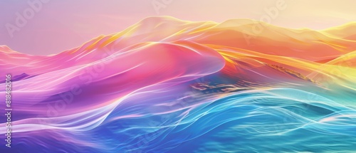 Vibrant Rainbow Wave with Copy Space - Colorful Fluid Motion Background Illustration